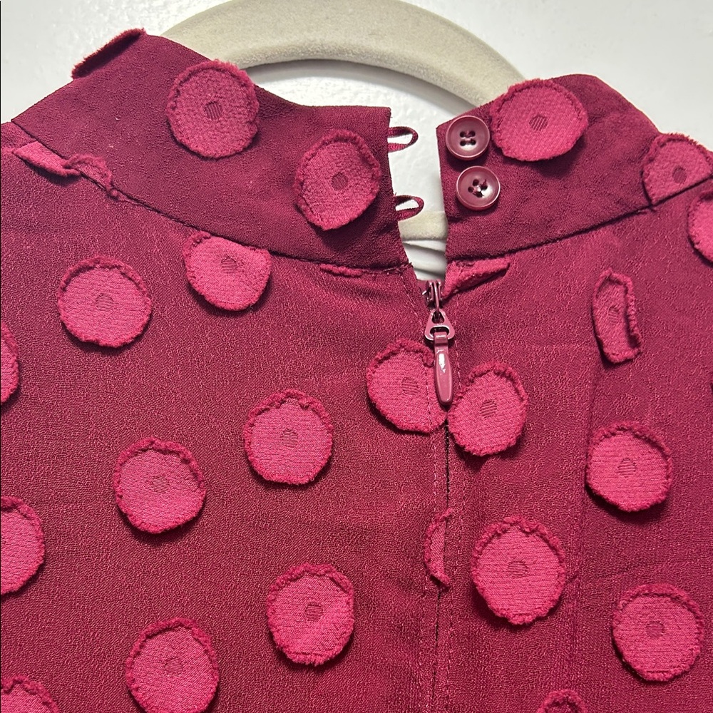 BCBGMaxAzria Burgundy Textured Long Sleeve Dress - Picture 3 of 6